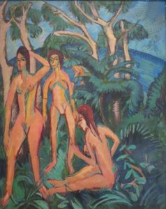 Bagnanti sotto gli alberi